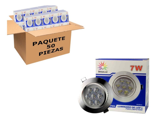 Plafon Led 7w Spot Dirigible Empotrado Paquete 50 Piezas