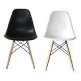 Silla Eames Patas De Madera Blanco Negro