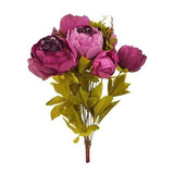 Ramo De Flores Peonias Rosas Planta Artificial M1 - Sheshu