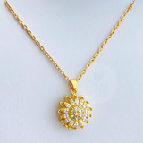 Collar Girasol Giratorio De Oro Laminado 18k Con Packaging