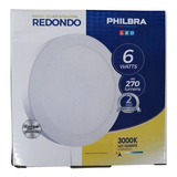 Painel Led Sobrepor Redondo 6w 3000k Branco Frio Philbra