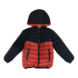 Jaqueta Infantil Puffer Coral E Azul Marinho Forro E Capuz