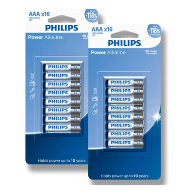 32 Pilhas Bateria Aaa Philips Palito 3a Alcalina 2 Cartelas | MercadoLivre
