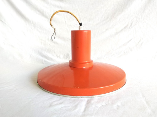 Antigua Lampara Colgante Metalica Naranja Retro Aluminio