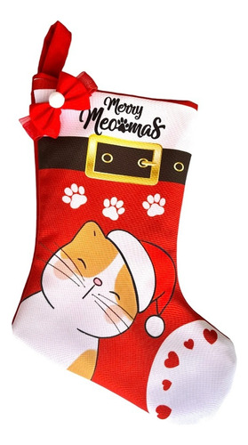 Bota Decorativa De Navidad Diseño De Gatito