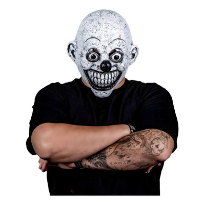 Máscara Payaso Terrorífico Cabeza Completa Látex Blanco REV Halloween | Meses sin interés