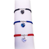 Pulsera Corazón Swarovski 10mm Plata 925 Hilo Seda Chino