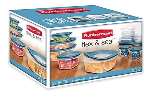 Rubbermaid Flex & Seal De 26 Piezas Con Tapas A Prueba De Fu
