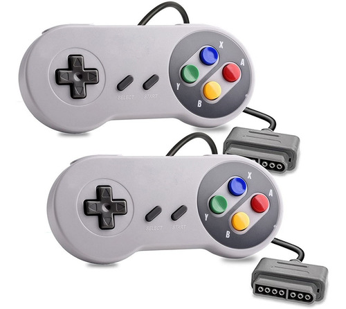 2 Controle Compatível Super Nintendo Joystick Snes Colorido