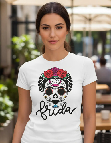 Playera Frida Kahlo Catrina . Blanca Para Dama O Caballero