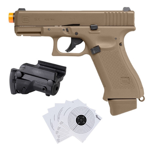 Airsoft Glock 19x Gen Coyote Co2 6mm Y Mira Laser Xchws P