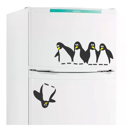 Adesivo Geladeira Pinguim Caindo Decorativo Freezer Parede