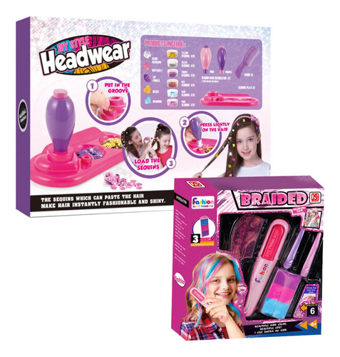 Set De Belleza Niñas Kit Accesorios Cabello Lavable No Toxic