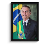 Quadro Presidente Jair Bolsonaro A5 C/ Moldura E Vidro