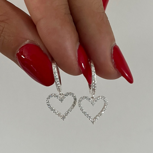 Argollitas Corazón Calado Plata