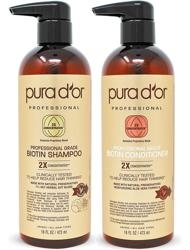 Pura D'or Shampoo Y Acondicionador Biotina 2x Concentrated 