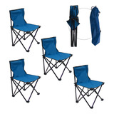 4 Sillas Plegables De Camping Playa Outdoors Grandes 60x45cm Color Azul