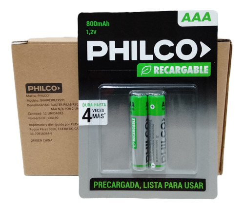 24 X Pilas Recargables Aaa Philco 800 Mah 1.2 V