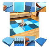 Kit 4 Tapetes Tatames Eva Bebe Infantil 50x50x1cm (menino) Cor Azul Textura