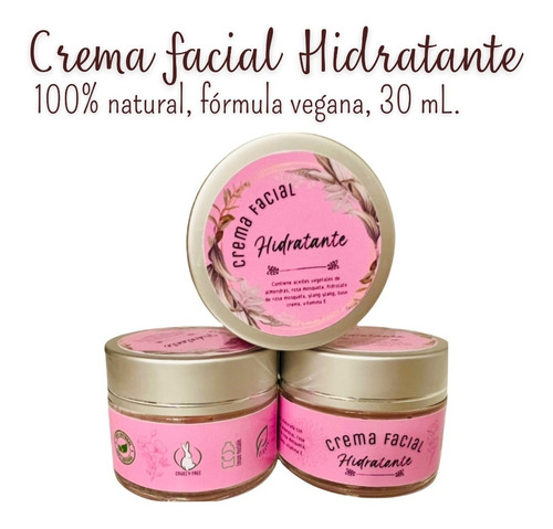 Crema Facial Hidratante 100% Natural. Vegana.