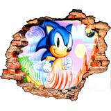 Adesivo De Parede 3d Sonic Decorativo Sala Quarto Infantil