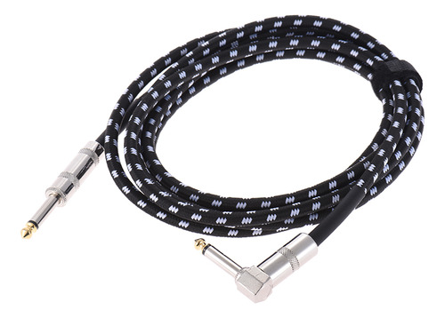 Conector De Cable De Audio Tejido Negro Con Ángulo De Bajo B