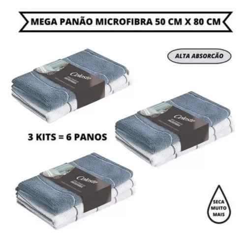 Mega Panão De Chão Em Microfibra Grande 80x50 3 Kits Celest 