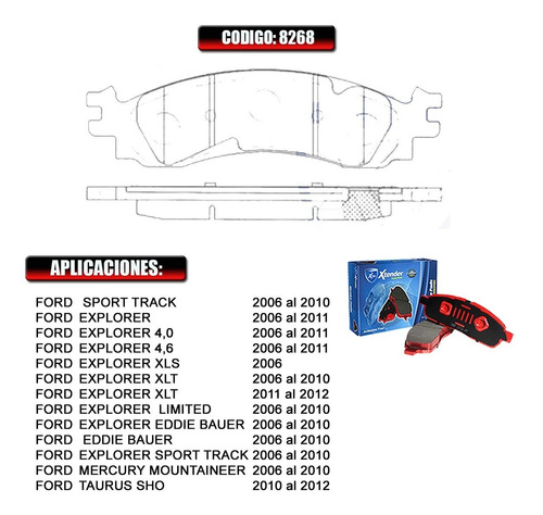 Pastilla De Freno Ford Delant Mercury Mountaineer 2007  8268 Foto 2