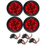 Juego De 4 Kits De Luces Led Para Remolque Rojas, 4 Redondas