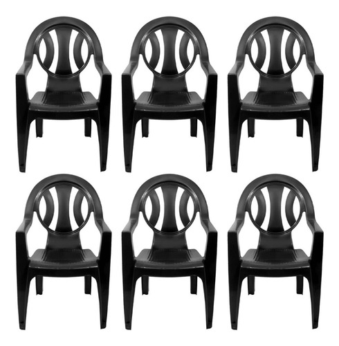 Kit 6 Cadeiras Plásticas Para Piscina Poltrona C/ Braço