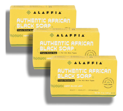 Alaffia Jabn Negro Africano Triple Fresado, Hoja De Oliva De