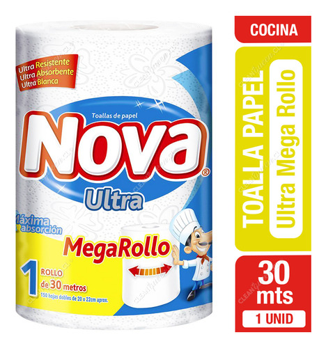 Toalla De Papel Megarollo Ultra Nova 1*30mt(4unidad) Super