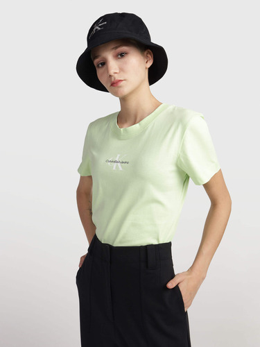 Playera Verde Con Monograma Calvin Klein De Mujer