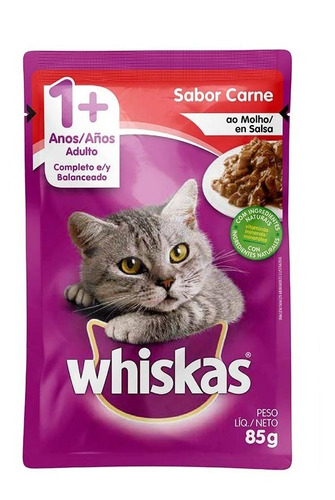 Whiskas Alimento Húmedo Gato Adulto Carne Sobre 12un