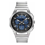 Reloj De Acero Inoxidable Azul Bulova-96a205