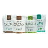 4 Pack Mix Nibs, Cacao En Polvo, Inulina De Agave Y Moringa