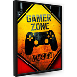 Quadro De Decoração Premium Quarto Moderno Gamer Zone Jogo 