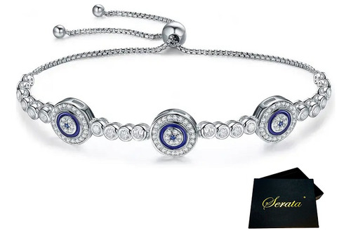 Pulsera Plata 925 Para Mujer Ojo Turco Brazalete Serata