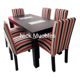 Juego De Comedor Mesa Extensible+6 Sillas En Telas Lola