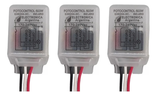 Fotocontrol Fotocelula 600w Universal Led 3 Cables | Pack X3