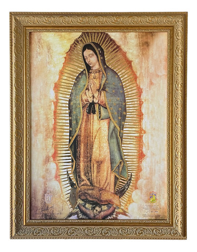 Cuadro Virgen De Guadalupe Copia Fiel 63x81cm Marco Dorado