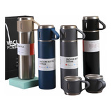 Garrafa Térmica 500ml Com 3 Xícaras Inox Camping Viagem Café