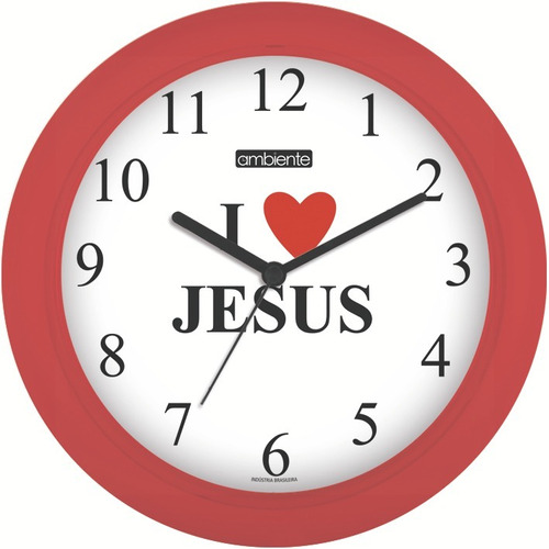 Relógio De Parede Decoração I Love Jesus - Vermelho