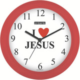 Relógio De Parede Decoração I Love Jesus - Vermelho