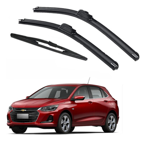 Kit 3 Escobillas Limpiaparabrisa Goma Flex - Chevrolet Onix