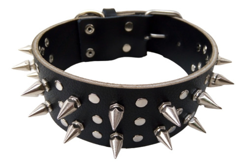 Collar De Cuero Para Mascota Con Taches De Punta  Metalicos 