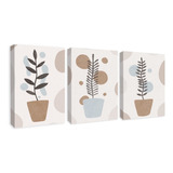 Set 3 Pzas Cuadro Canvas Decorativo Maceta Plantas 60x40