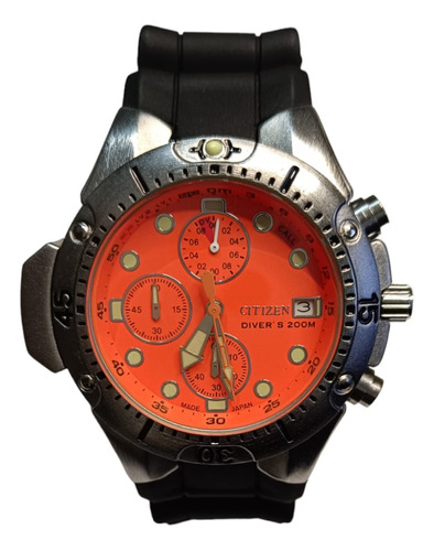 Relógio Citizen Aqualand Eco Drive Bj2040-55e Fundo Laranja