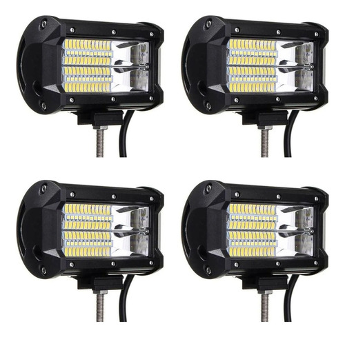 Kit X4 Faro Led Auxiliar 72w 24 Led Spot Flood 4x4 12v - 24v