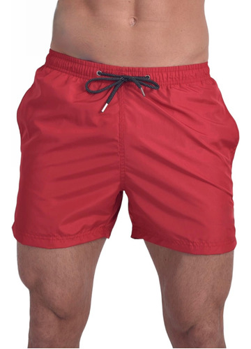 Short De Baño De Hombre Liso Traje Malla Suspensor Bolsillos